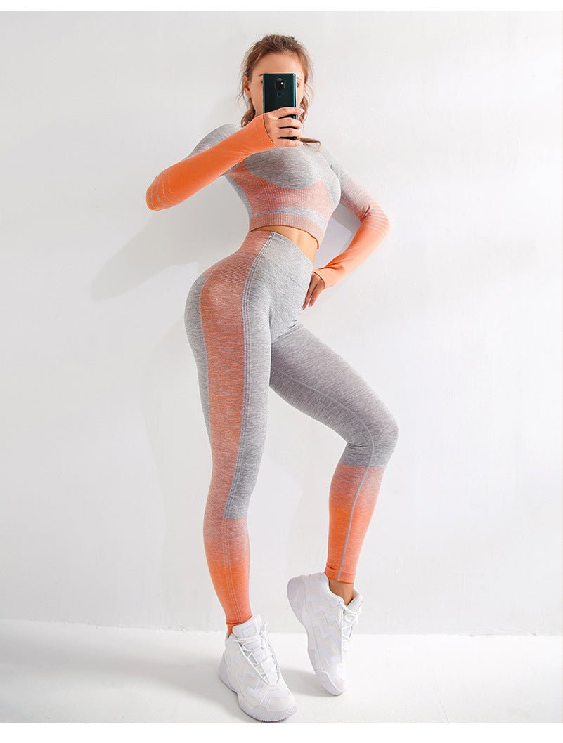 LANTECH Women Yoga Sets Gym Fitness Athletic 2 Pcs Sports Suits Set Pants Leggings Sportswear Leggings Seamless Sports Shirts - SUKSU - selling