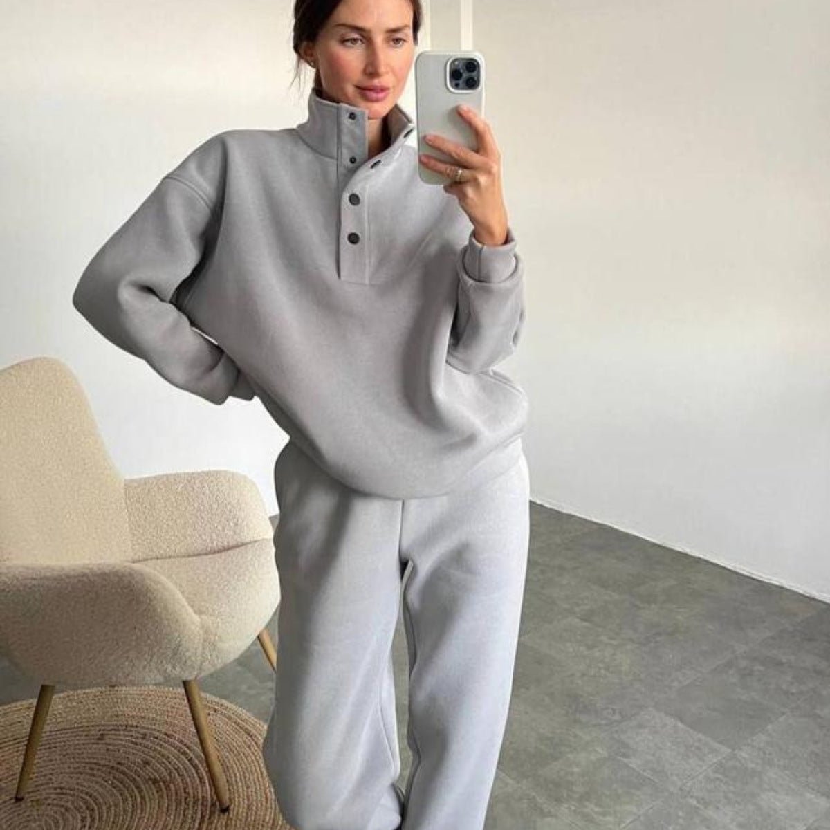 Oversized Solid Casual Pullovers Long Pant Set Warm Hoodie New Tracksuit Suit Fashion Pant Sets Sets For Women 2 Pieces - SUKSU - selling