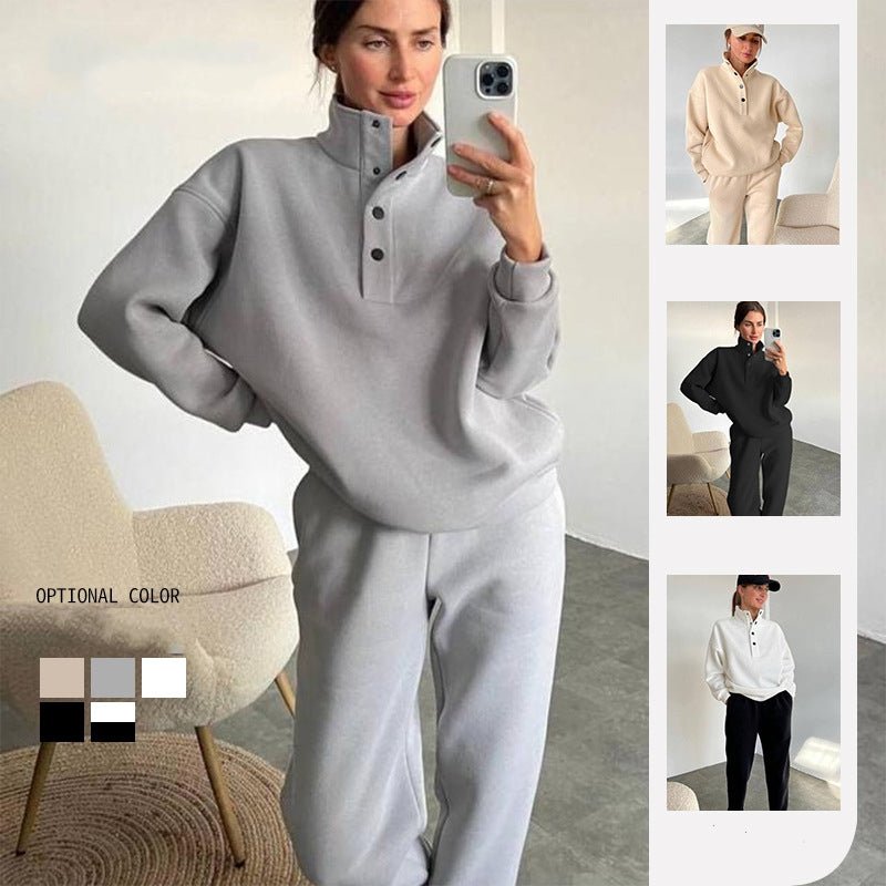 Oversized Solid Casual Pullovers Long Pant Set Warm Hoodie New Tracksuit Suit Fashion Pant Sets Sets For Women 2 Pieces - SUKSU - selling