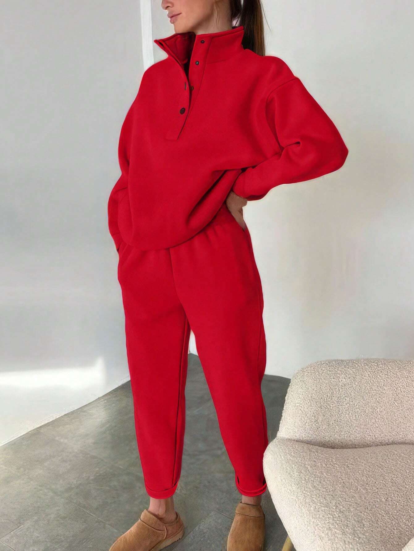 Oversized Solid Casual Pullovers Long Pant Set Warm Hoodie New Tracksuit Suit Fashion Pant Sets Sets For Women 2 Pieces - SUKSU - selling