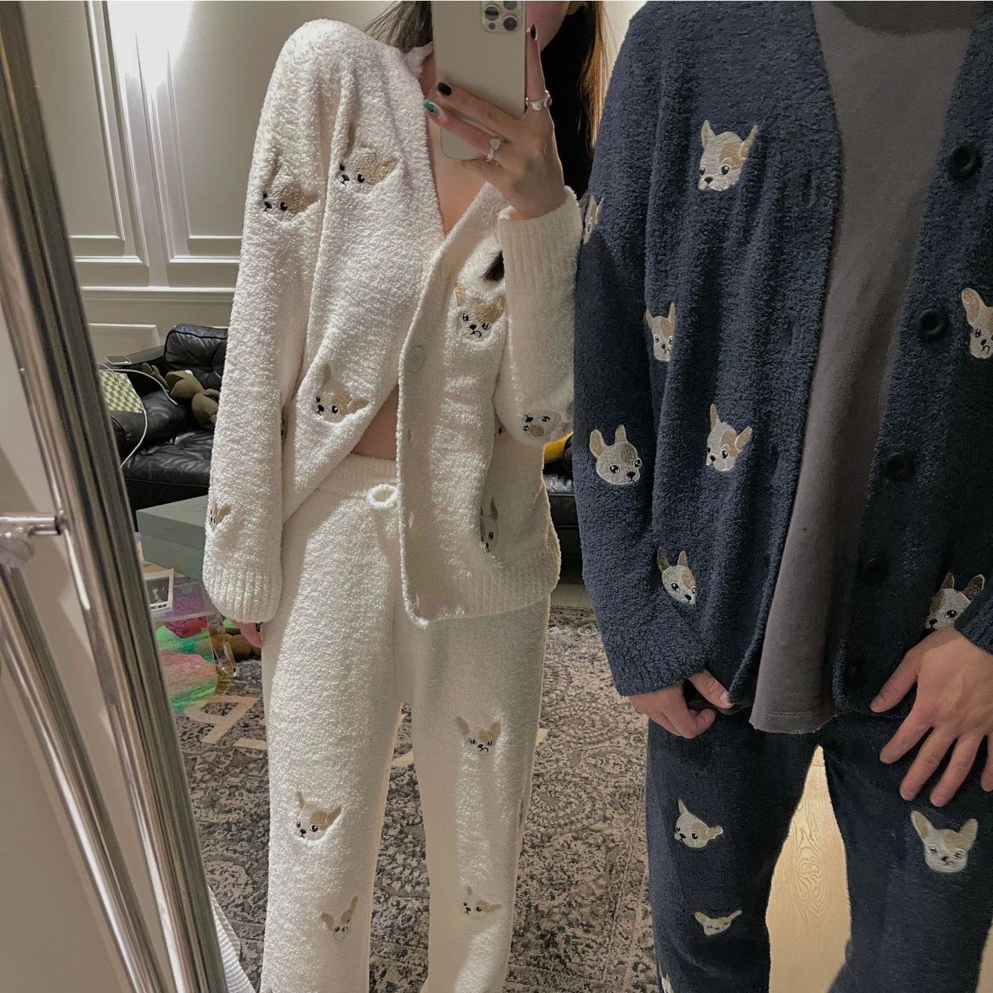 Puppy Embroidered Autumn And Winter Soft Pajamas Sets Women - SUKSU - selling