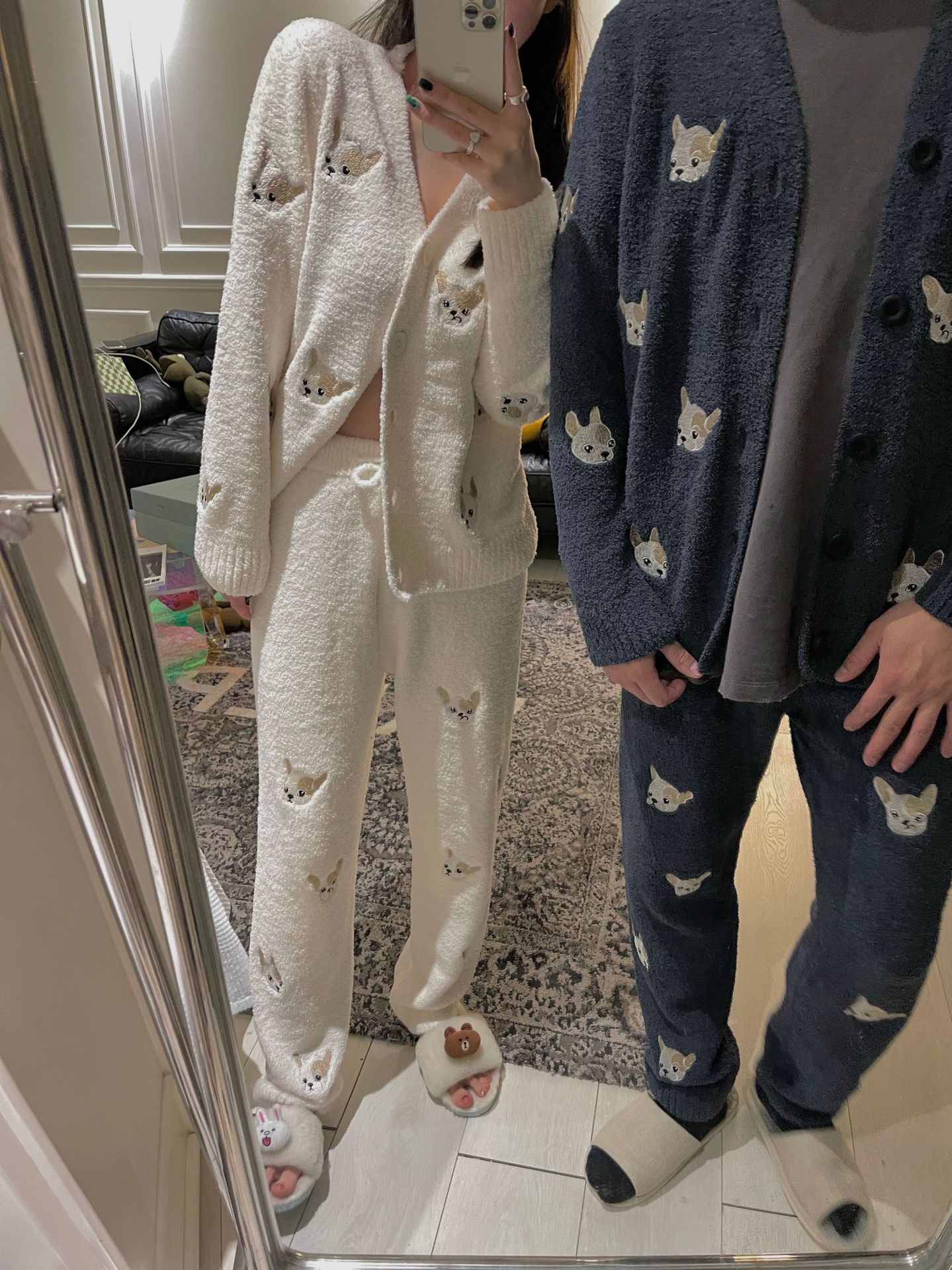 Puppy Embroidered Autumn And Winter Soft Pajamas Sets Women - SUKSU - selling