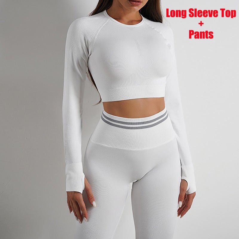 Seamless Yoga Pants Sports Gym Fitness Leggings Or Long Sleeve Tops Outfits Butt Lifting Slim Workout Sportswear Clothing - SUKSU - selling