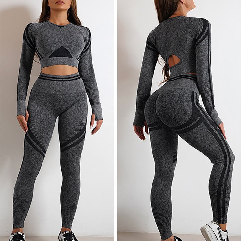Seamless Yoga Pants Sports Gym Fitness Leggings Or Long Sleeve Tops Outfits Butt Lifting Slim Workout Sportswear Clothing - SUKSU - selling
