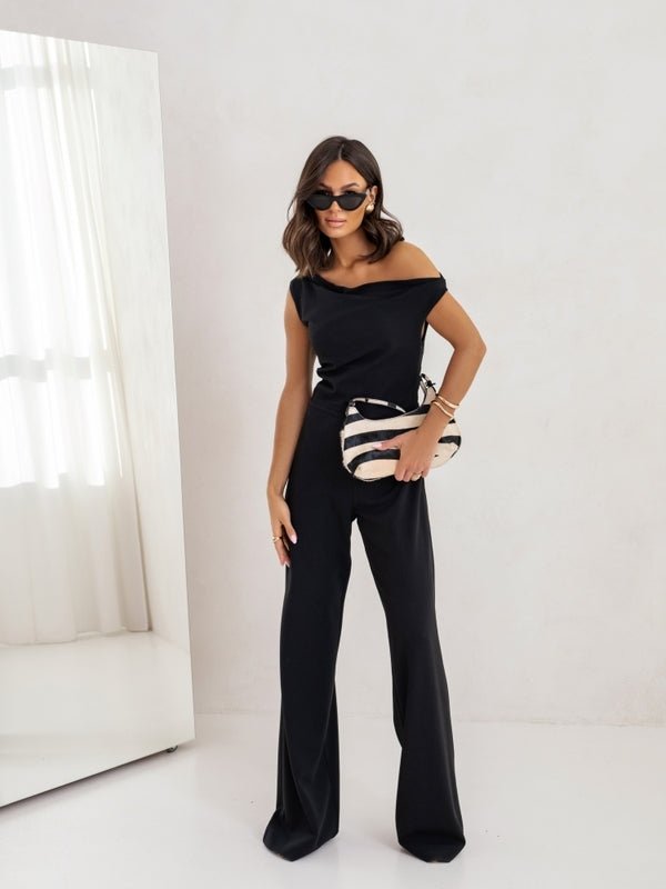 Sexy Jumpsuits For Women Falling Straps Business Rompers Elegant Straight Long Pants Rompers Fastened With A Zipper On The Side. - SUKSU - selling