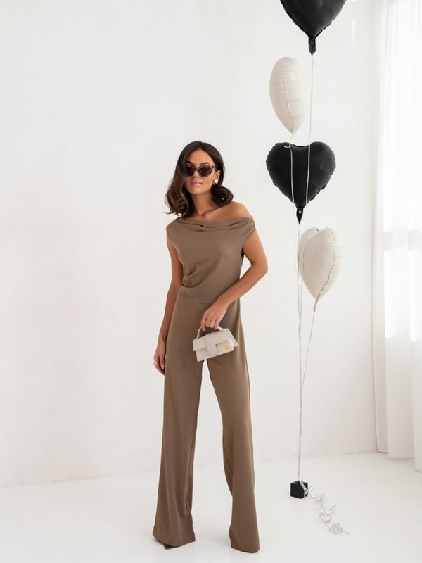 Sexy Jumpsuits For Women Falling Straps Business Rompers Elegant Straight Long Pants Rompers Fastened With A Zipper On The Side. - SUKSU - selling