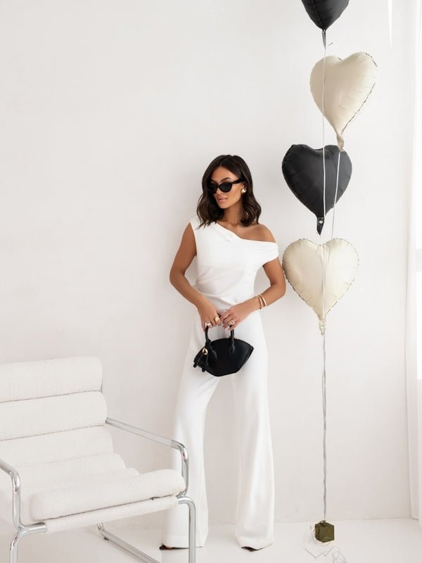Sexy Jumpsuits For Women Falling Straps Business Rompers Elegant Straight Long Pants Rompers Fastened With A Zipper On The Side. - SUKSU - selling