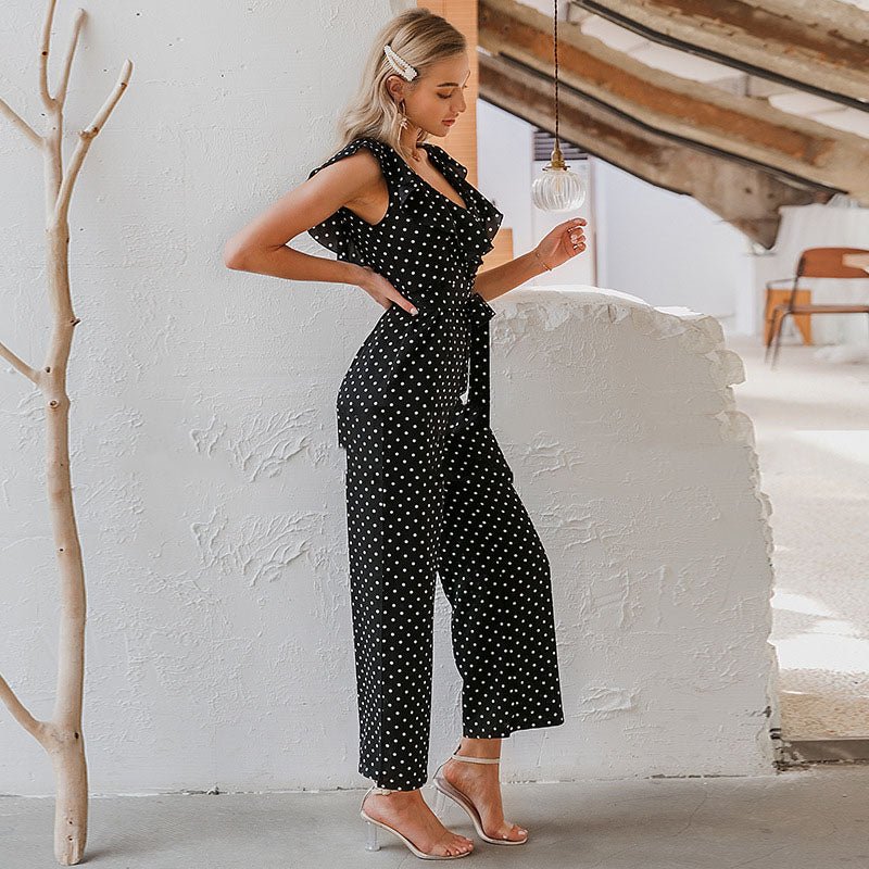 Simple Elegant Polka Dot Print Women Jumpsuits - SUKSU - selling