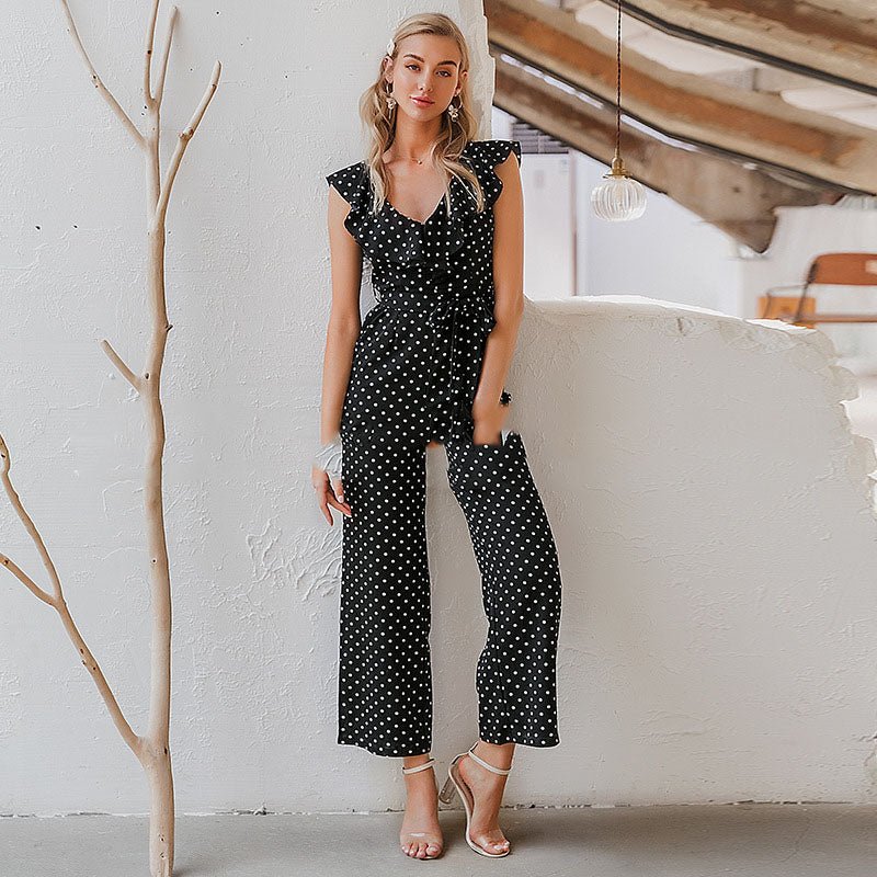 Simple Elegant Polka Dot Print Women Jumpsuits - SUKSU - selling
