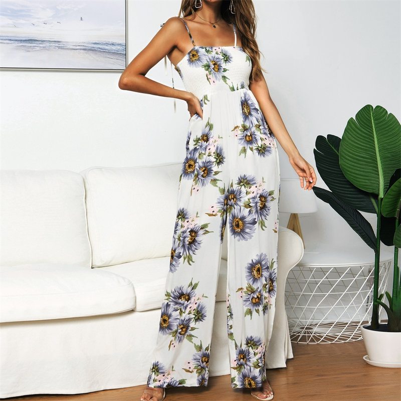 Sling Sexy Bind Printing Jumpsuits Women Overalls - SUKSU - selling