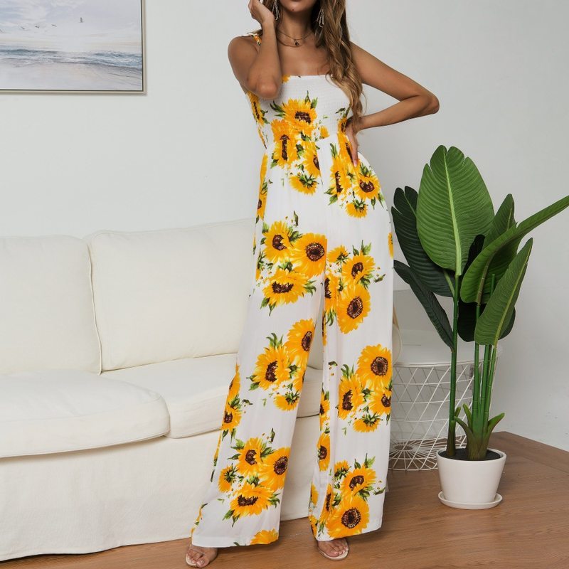 Sling Sexy Bind Printing Jumpsuits Women Overalls - SUKSU - selling