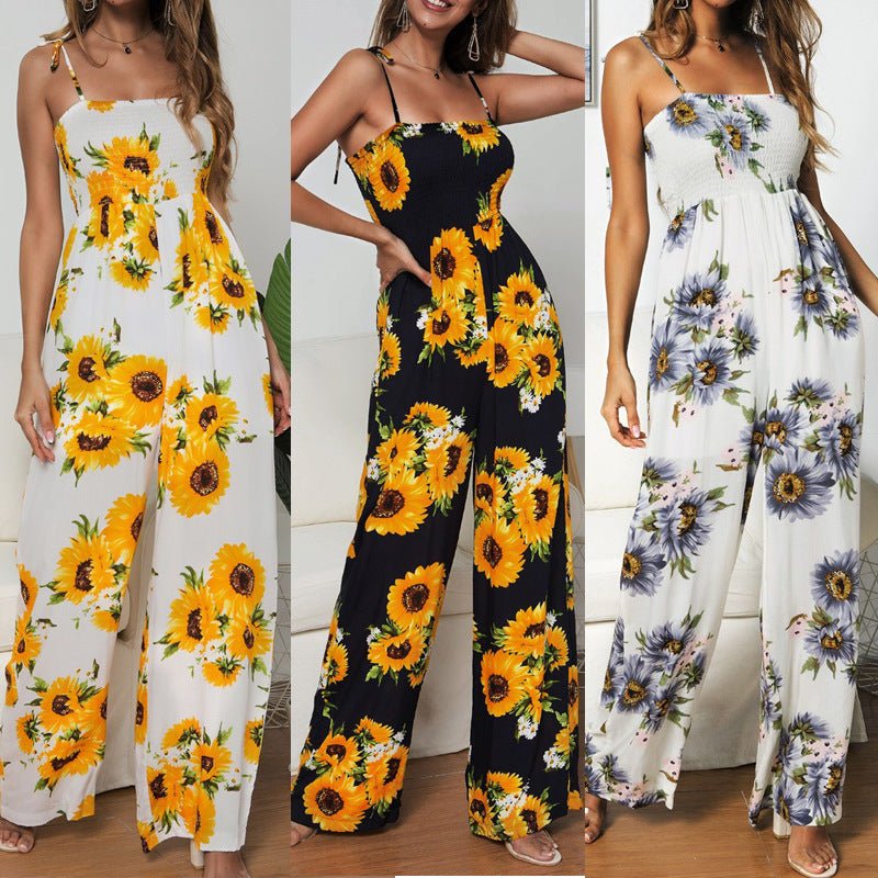 Sling Sexy Bind Printing Jumpsuits Women Overalls - SUKSU - selling