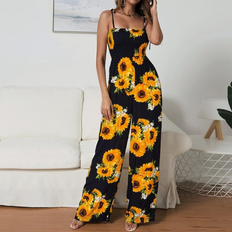 Sling Sexy Bind Printing Jumpsuits Women Overalls - SUKSU - selling