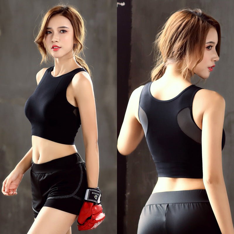 Women Breathable Mesh Sports Bras Shockproof Padded Athletic Gym Running Bra Solid Seamless Fitness Yoga Sport Tops Vest - SUKSU - selling